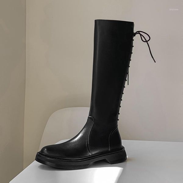 

boots winter style knee-high genuine leather women warm the knight fashion shoes1, Black