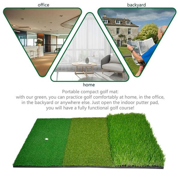 

3-in-1 golf hitting mat outdoor tri-turf pads practice training lawn indoor for exercise sport ornaments aids