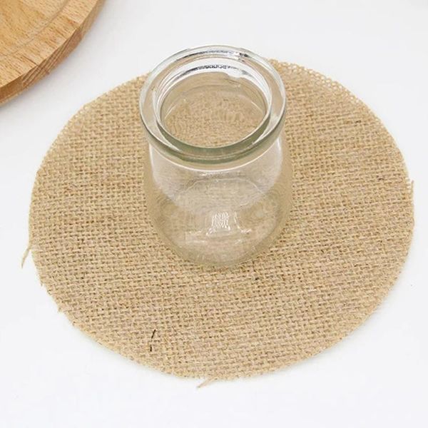 

mats & pads 15cm jute rope burlap tablemat round shape rustic wedding decoration christmas party table decor supplies