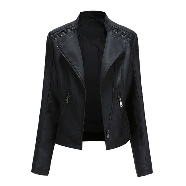 

women's leather & faux quanss 2021 spring autumn black pu jacket fashion moto biker short coats female luxury casual outerwear