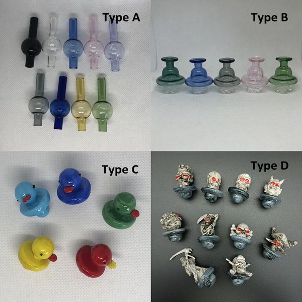 OD 20mm 22mm 25mm 32mm Vetro Carb Cap Fumare Quarzo Colorato Spinning Bubble Ghost Caps Ciclone banger Dab Nail Pipe bong