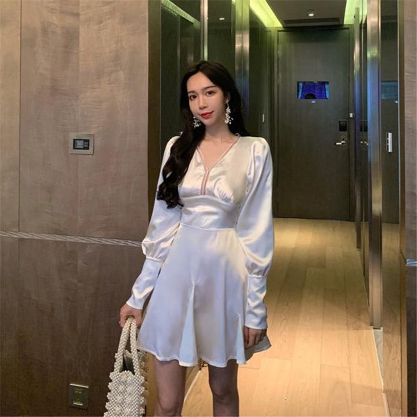 

casual dresses spring autumn mini-dress long sleeve v-neck fashion brand vintage women's clothing temperament high quality, Black;gray