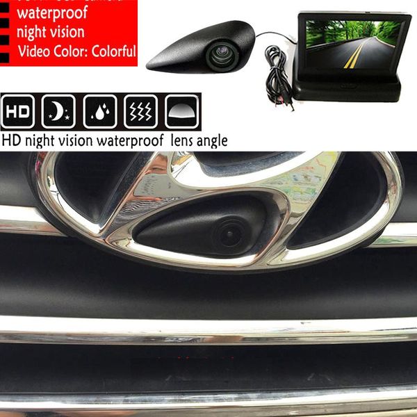 

car rear view cameras& parking sensors ccd sony front logo embeded camera+monitor for elantra verna celesta mistra sonata ix35 ix25