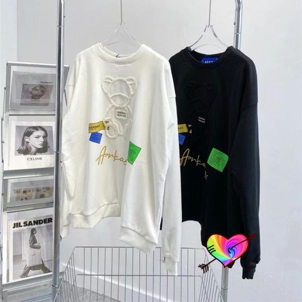 

men's hoodies & sweatshirts 3d bear embroidered logo ader error 2021fw men women 1:1 adererror hoodie slightly oversize crewnec, Black