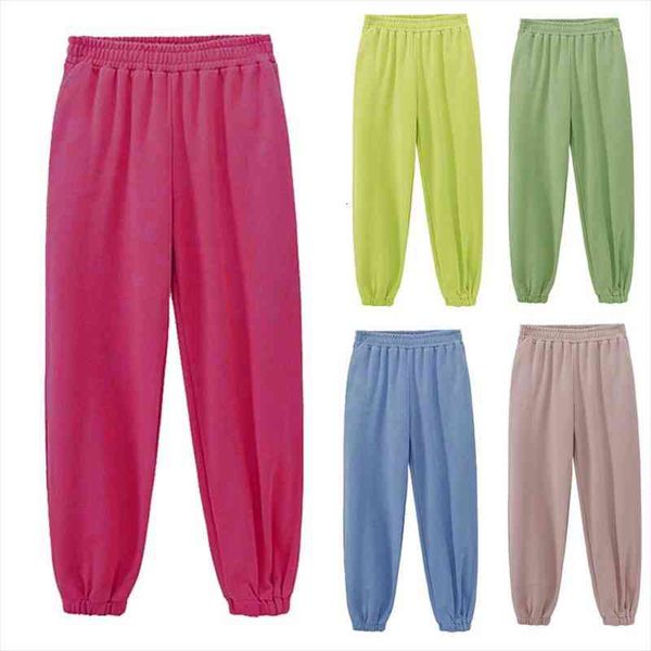 

fitness white sweatpants women high waist pants joggers trousers elastic waist loose bottoms, Black;white