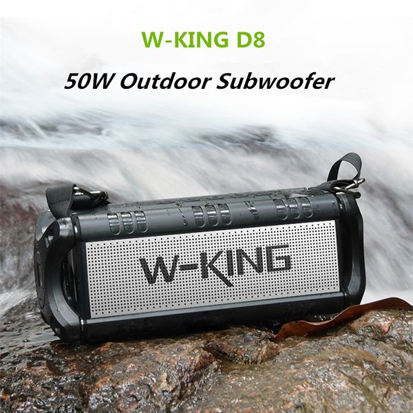 IPX6 wasserdicht W-King D8 TWS Bluetooth-HIFI-Lautsprecher für den Außenbereich, 50 W leistungsstarker kabelloser Subwoofer, 360-Surround-Sound, 10.000 mAh Akku, U-Disk-Play-Powerbank