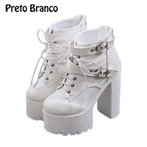 

boots preto branco super light thick bottom fashion model show autumn high-heeled women's nightclubs, Black