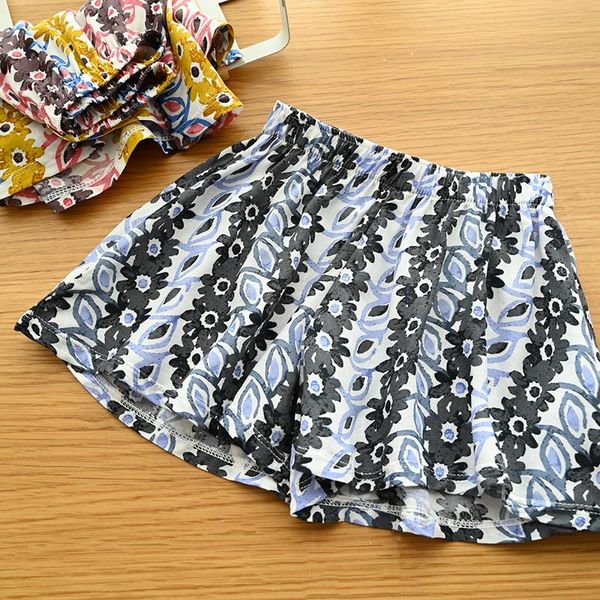 

summer girls shorts bohemia style floral printed beach sorts loose cotton kids 90-160cm dt110, Black