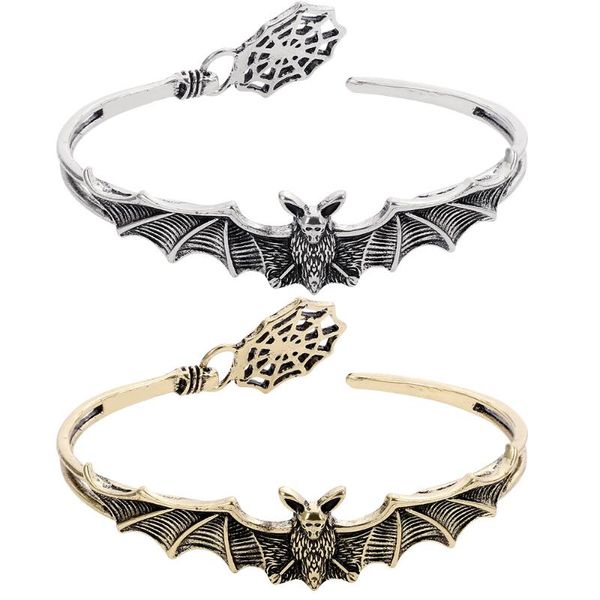 

bangle personalized punk halloween bat spider web open bracelet, Black