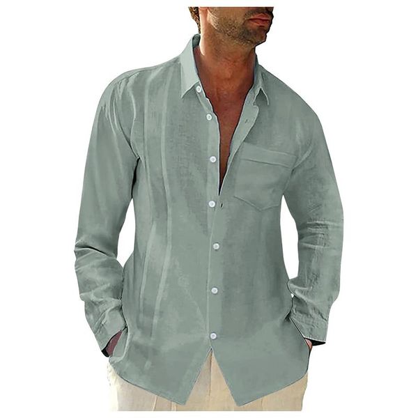 

men's casual shirts shirt solid hem pocket long sleeve button turn-down collar autumn male 2021 camisas de hombre, White;black