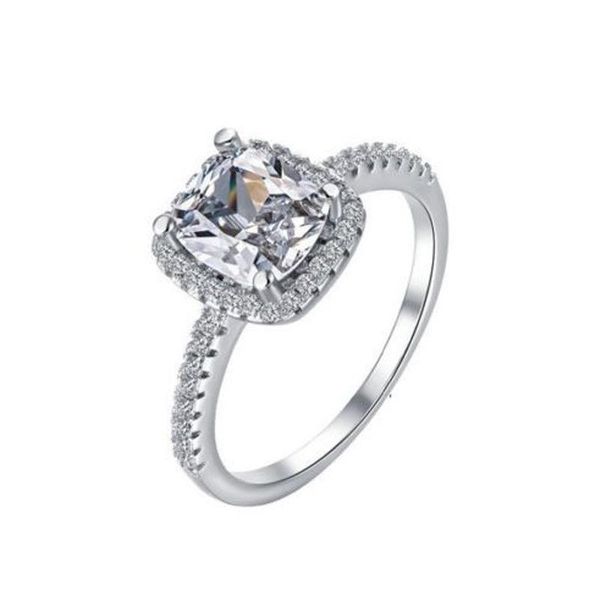

wedding rings dress up girl square bhinestone ring european style luxury female bridal woman jewelry, Slivery;golden