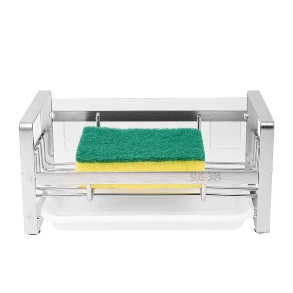 

hooks & rails 1set stainless steel rack kitchen drain duster cloth storage silver