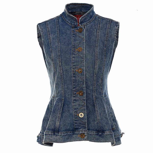 

women's suits & blazers [eam] loose fit black denim tweed big size jacket stand collar long sleeve women coat fashion spring autumn 202, White;black