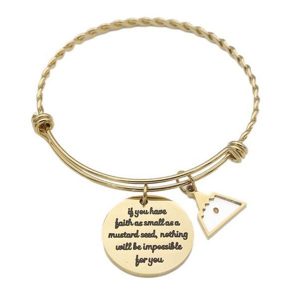 

bangle faith can move mountains mustard seed bracelet stainless steel gold plated christian jewelry gifts, Black
