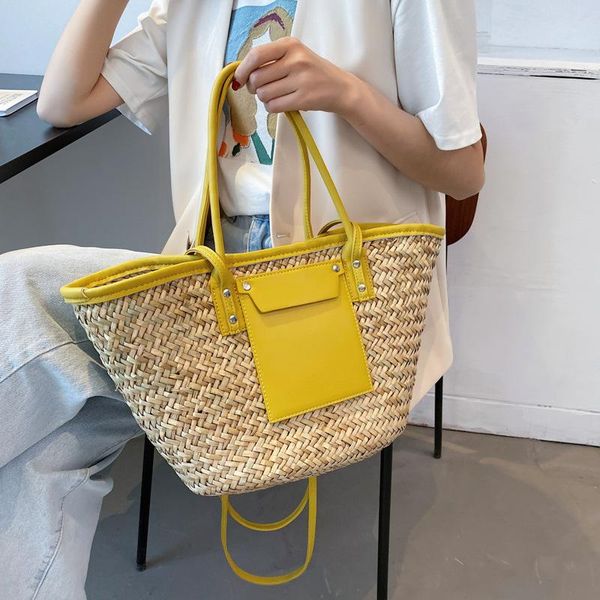 

evening bags womens straw woven beach bag large-capacity handbag tote shoulder messenger designer retro vegetable basket