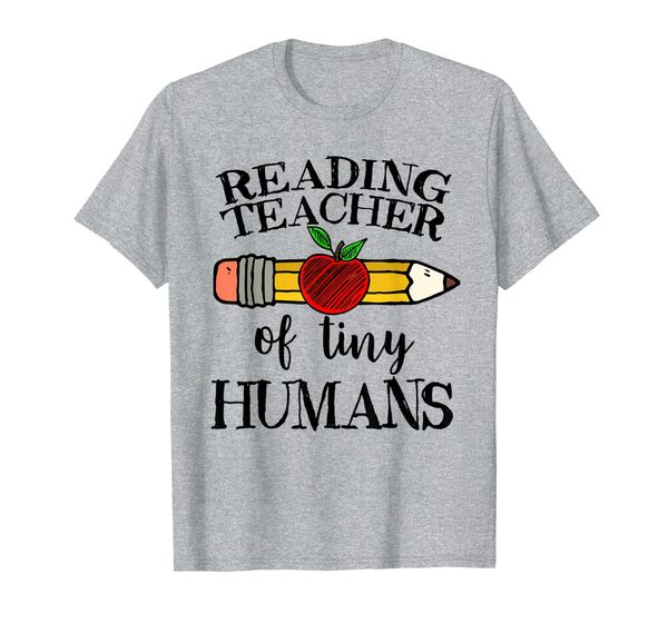

reading teacher of tiny humans school ela literacy team gift t-shirt, White;black