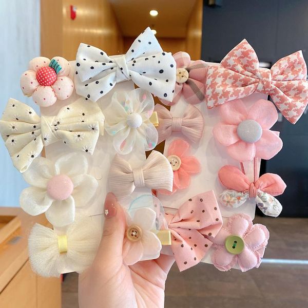 

hair accessories 8pcs/set girls cute colorful cartoon pattern small women hairpins fashion flower clips ornament, Slivery;white