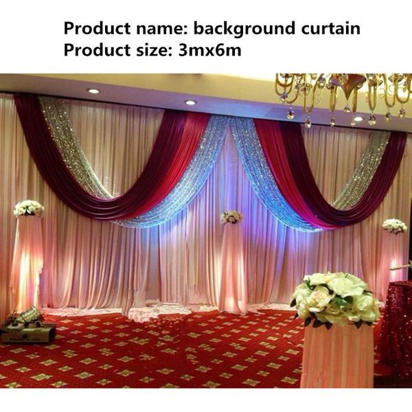 

party decoration 10ft*30ft (3m*6m)wedding backdrop curtain wedding drapes with sequin swag for event banquet stage background