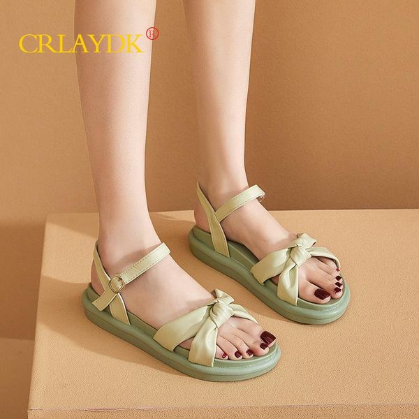 

summer women open toe leather bow design sandals strap girls flats outdoor beach slippers students casual flip flops dress shoes, Black
