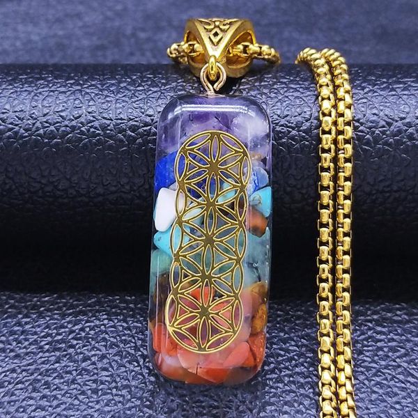 

pendant necklaces natural stone stainless steel acrylic charm necklace women yoga gold color long jewelry collier ras le cou nxs04, Silver