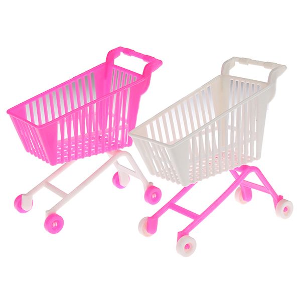 

pink white random color mini supermarket handcart shopping utility cart mode storage toy doll accessories gifts for kids
