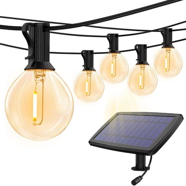 

strings solar outdoor string lights led patio light usb rechargeable bistro 25ft 25 g40 bulbs graden fence fairy garland