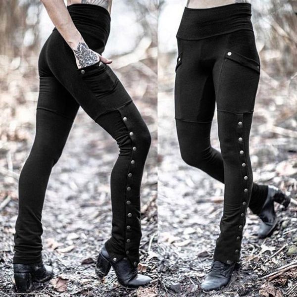 

women's pants & capris women fashion button casaul slim cool militia long trouser leggings winter nice wo, Black;white