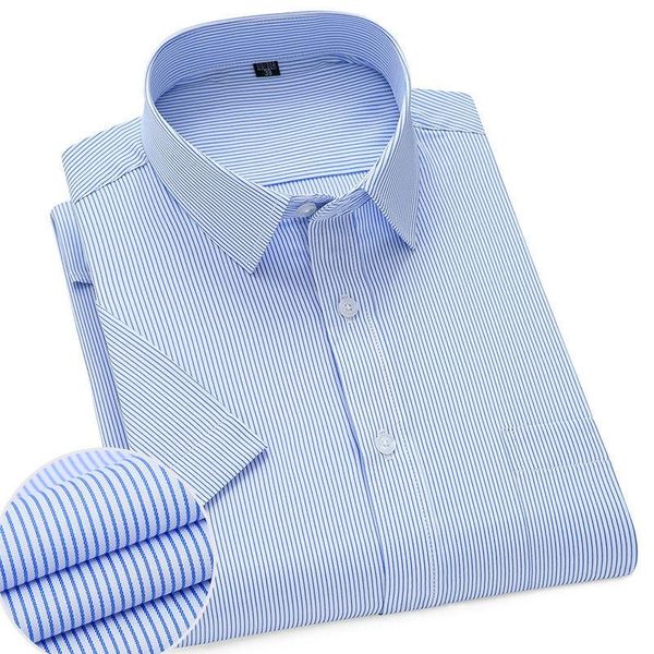 

men's dress shirts high-end fabric short-sleeved shirt non-iron anti-wrinkle solid color stretch fashion business casual, White;black