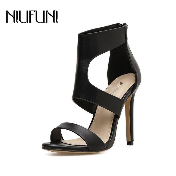 

women sandal sheep pattern hollowed rome shoes high heel female sandals plus size 34-43, Black