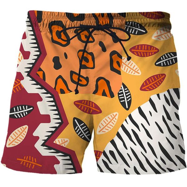 

men's shorts casual pants tropical 3d printing beach quick-drying swimming trunks fashionable street belt s-5xl, White;black