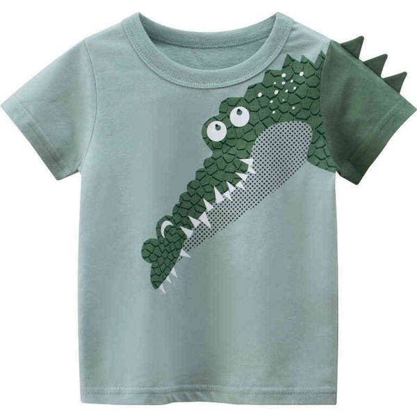 

2-9y children summer t-shirts kids clothes boys short sleeve baby boy cartoon 3d crocodile tees kid cotton t shirt outfit g1209, Blue