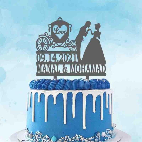 

other event & party supplies personalized prince and princess wedding er custom couple name date cartoon cake for decoration