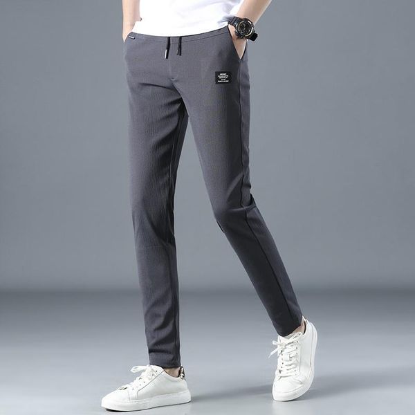 

men's pants designer brand casual fashion street style strappy for men sport korean elastic trousers clothes, Black