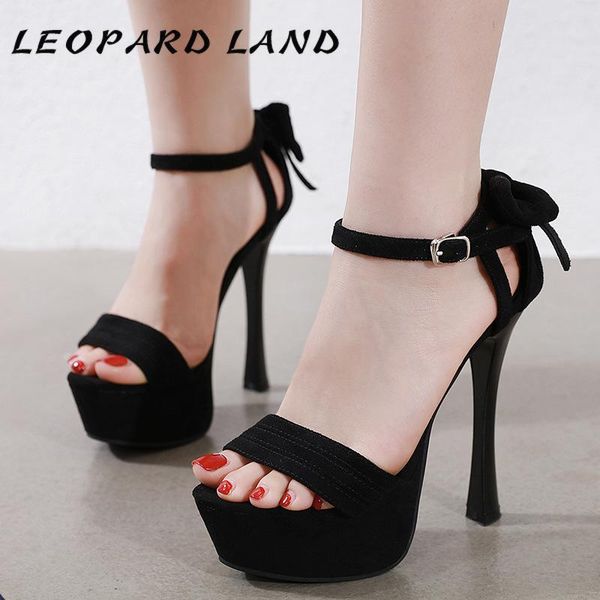 

2021 summer suede hollow women's shoes fashion ultra-high heel waterproof platform bow open toe women sandals cwf, Black