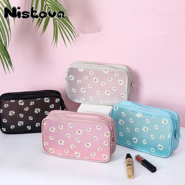 

ladies cosmetic bag tpu matte/pvc multifunctional small daisy travel storage finishing waterproof toiletry bags & cases