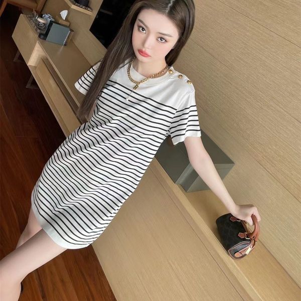 

21s spring and summer new ce coffee striped polo dress fashion women's net red casual slim, Black;gray