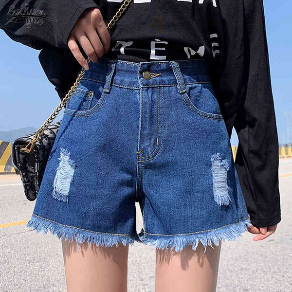 

summer denim shorts women casual high-waisted loose wide-leg korean pants short jeans femme 9402 50 210508, White;black