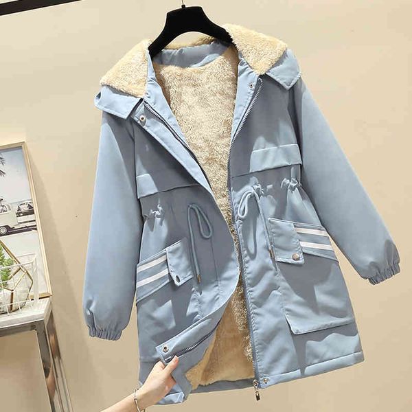 

women's trench coats cotton hooded windbreaker, large coat, veet warm 4xl, 85kg, autumn and winter, novelty, Tan;black