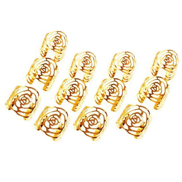 

napkin rings ring, 12-piece metal buckle holder, suitable for wedding party dinner table decoration (rose gold)