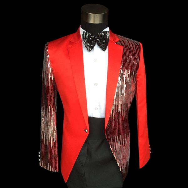 

men's suits & blazers men designers 2021 red palette sequins male singer custom suit slim fit host magician performance blazer, White;black