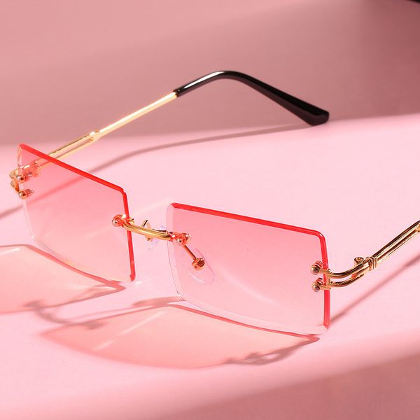 

design sunglasses 2021 trendy men women rimless square fashion metal wholesale pc sun shades party eyewear, White;black