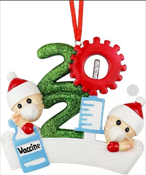 

2021 christmas decoration ornaments family of 1-7 heads diy tree pendant accessories with rope resin in stock