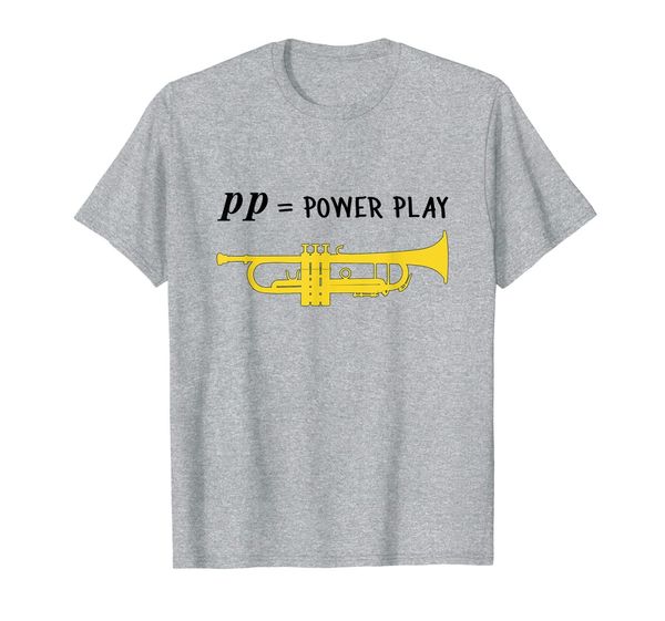

funny trumpet t-shirt pp = power play concert/ marching band, White;black