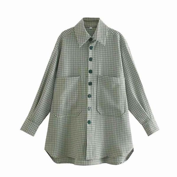 

women's jackets oversized women coats jacket loose long sleeve pocket 2021 houndstooth lady elegant autumn coat green, Black;brown