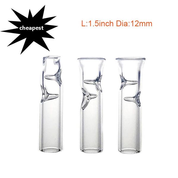 1,5-Zoll-Glasfilterspitzen für trockene Kräuter, billige Mini-Glas-Tabak-Zigarettenspitze, dicke Pyrex-Klarglas-Rauchpfeifen