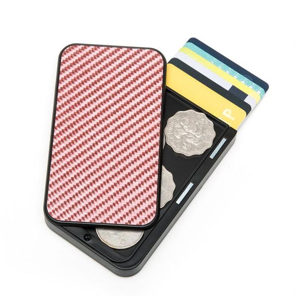 

card holders bisi goro carbon fiber protector holder rfid blocked single box thin wallet multifunction business men slim cas, Brown;gray