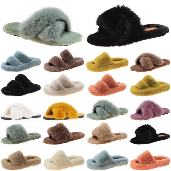 

fashion luxury women slides slippers womens comfortable loafer black yellow slide slipper flat flip flops size 35-40 color46