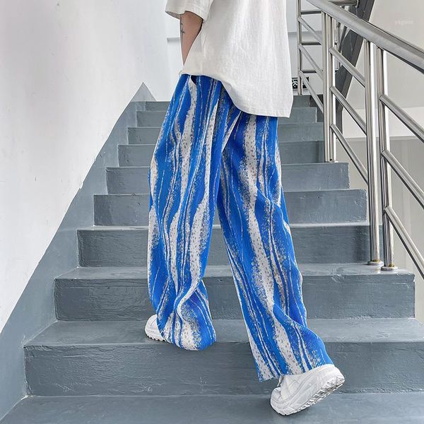 

men's pants men ice silk couple summer loose straight thin casual trousers tie-dye streetwear ankle-length 5x-s, Black