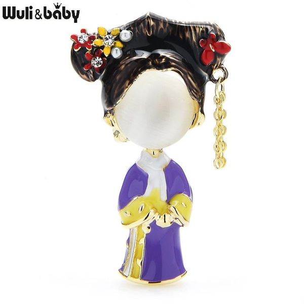 

pins, brooches wuli&baby opal acient lady women 3-color enamel beauty figure casual party brooch pins gifts, Gray