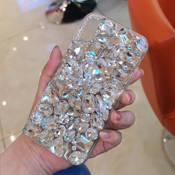 

card holders colored gemstone iphone7/8 plus mobile phone case apple 11pro rhinestone xsmax flash diamond 12 protective cover xr, Brown;gray